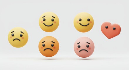 Naklejka premium Emoji Mood Spectrum: From Sadness to Joy