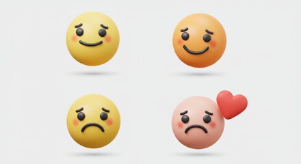 Obraz premium Emoji Expressions: Happy, Sad, and Love