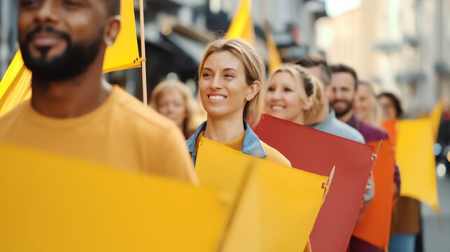 People participating in a peaceful protest march.