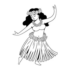 Hula Dancer Traditional Hawaiian Dance Illustration