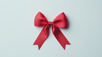 Elegant Red Ribbon Bow on White Background