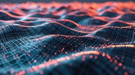 Abstract Technology Background with Interconnected Glowing Nodes, Lines, and Bokeh Circles,Abstract blue green technology background with a cyber network grid and connected particles