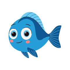 Cute cartoon fish. Vector illustration in children's style on white background. Funny animals with big eyes