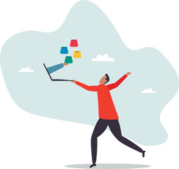 Online shopping and express delivery, e-commerce website to order via internet .character for design.