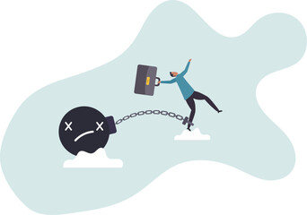 Stressed burden, anxiety or negative thinking, anger or emotional causing problem, mental health or depression,character for design.