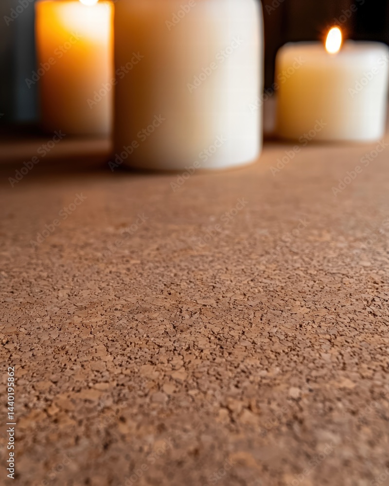 Poster softly glowing candles illuminating a table with warm light creating an inviting atmosphere