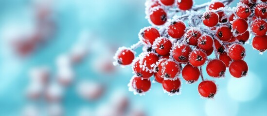 Delicate Winter Berries: A Frosty Embrace of Nature's Jewel-Toned Beauty