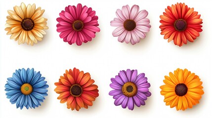Beautiful Daisy Flower Set on White Background for Professional Designs