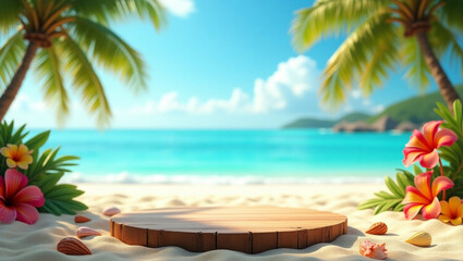 Fototapeta premium Dreamy Tropical Beach with Swaying Palms