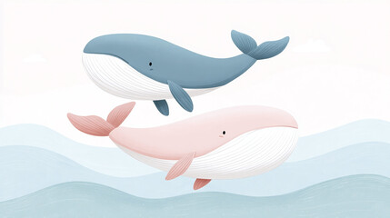 Obraz premium Two Whales in the Ocean