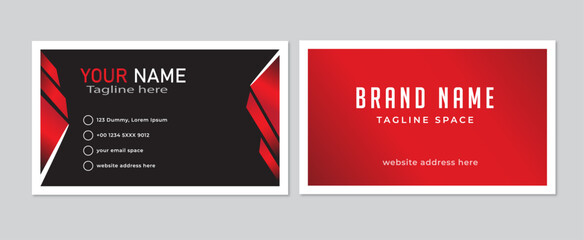 Creative and modern business card layout template . Red & black color.