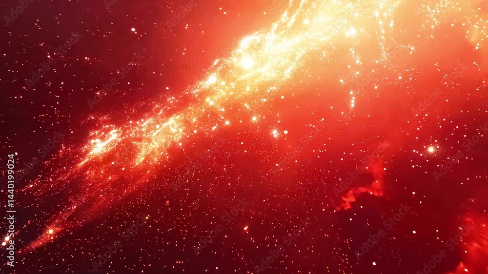 Poster red cosmic nebula particle background