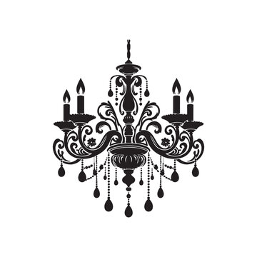 recommend clip art: Chandelier Silhouette Vector Illustration, Solid White Background.
