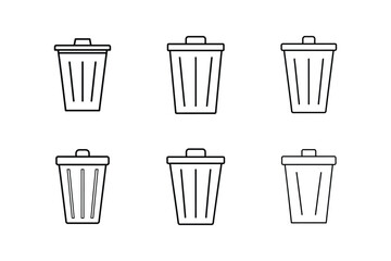 trash vector line art illustration