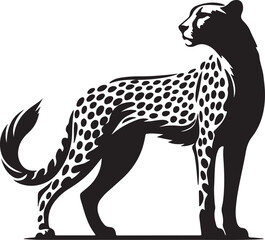 Fototapeta premium Cheetah black and white silhouette vector