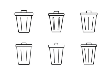 trash icon vector line art illustration
