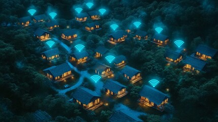 Smart Home Concept with Wireless Connectivity to Homes