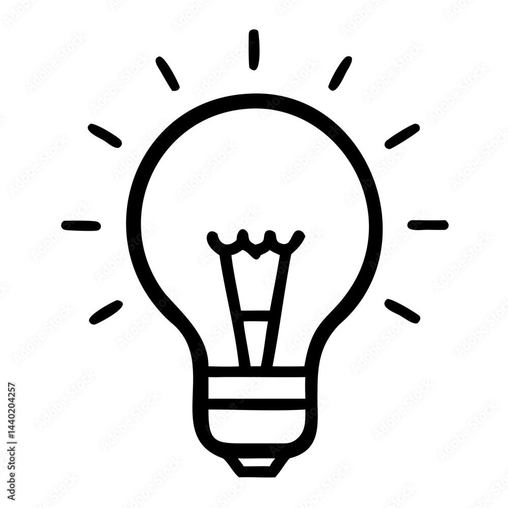 Poster minimalist black lightbulb line art vector isolated on transparent background and png