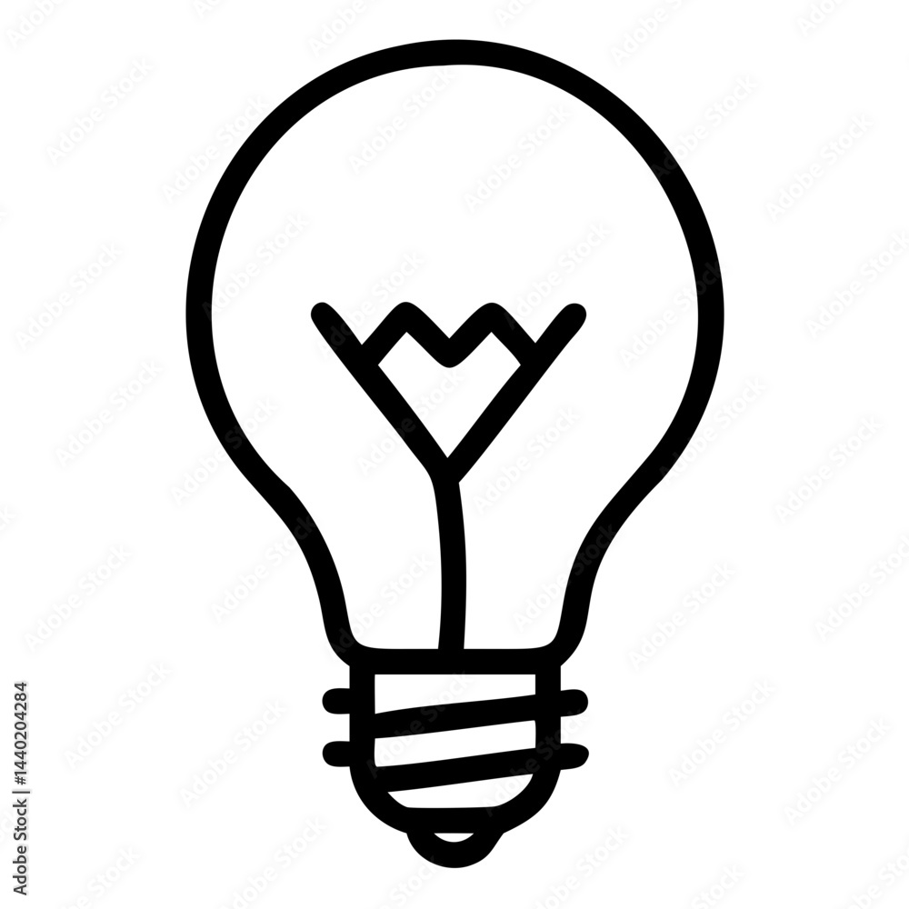 Poster lightbulb icon black vector line art isolated on transparent background