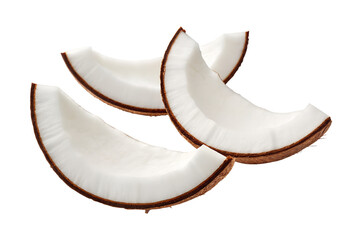 Coconut slices isolated on transparent background