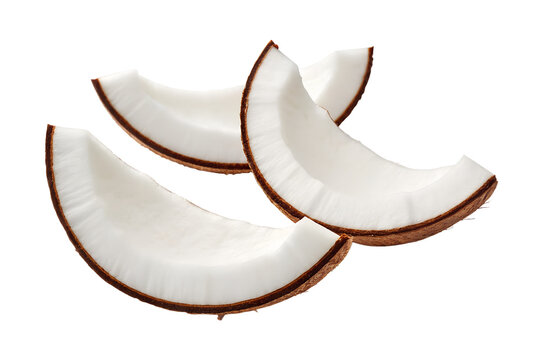 Coconut slices isolated on transparent background