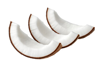 Coconut slices isolated on transparent background