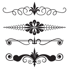 Elegant decorative dividers, ornate line separators, vintage flourish designs, whimsical borders, and 
charming embellishments for creative projects, invitations, and layouts vector
