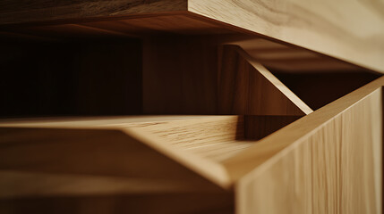 Close-Up of Wooden Furniture with Geometric Design