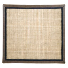 Woven area rug with trim border in a square presentation isolated on transparent background