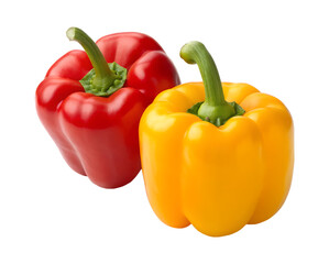 sweet pepper, red, yellow paprika, isolated on transparent background