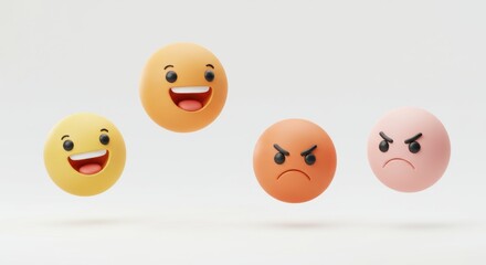 Naklejka premium Animated Spheres: Joyful Laughter and Furious Displeasure, Colorful Expression Group.
