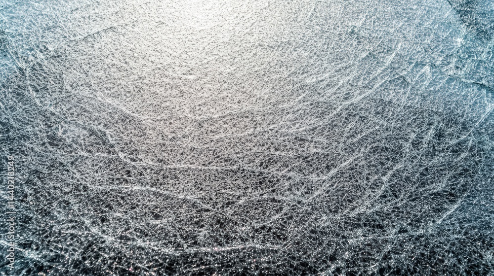 Poster frost-covered window glazing with intricate patterns of ice crystals creating a winter wonderland ef