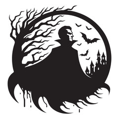Halloween Vampire silhouette, minimalist vector