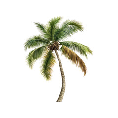 Lush Tropical Palm Tree, Isolated On Transparent Background