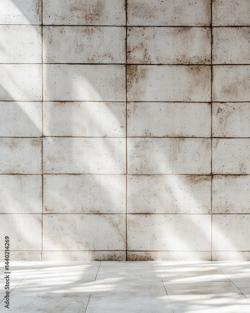 Poster concrete wall casting a long shadow under bright light creating depth and interesting visuals