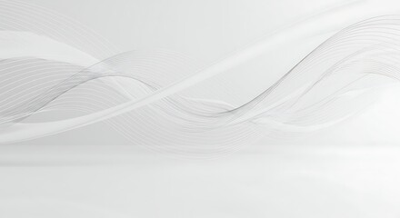 A sophisticated abstract background featuring delicate, flowing white and light gray waves that create a sense of movement and subtle depth.