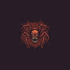 Obraz premium Angry brutal spider creepy and horror design vector template illustration