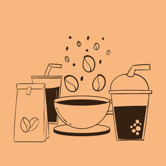 vector doodle illustration of coffee