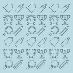 hand drawn doodle icons of learning tools vector illustration