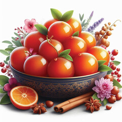 Sweet gulab jamun isolated transparent on white Background