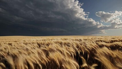 Storm clouds over wheat field swaying in the wind - Powered by Adobe