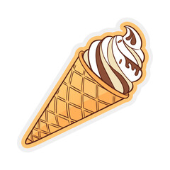 Realistic Waffle Cone with Ice Cream Scoop Vector