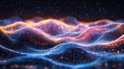 Luminous Celestial Hillscape: A Digital Art Masterpiece