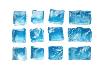 Obraz premium light blue Nine Individual Square Ice Cubes Isolated on white background PNG