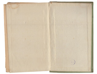 Vintage empty background of old book paper texture isolated