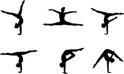 set of vector icon gymnast silhouette 
