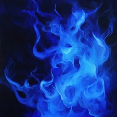 Fototapeta premium Ethereal blue flames dance in the dark abstract painting creating a captivating and surreal visual journey of light and energy
