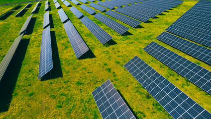 Alternative power source to saving environment.Solar panels park generating green energy electric.Green energy reduce carbon emissions and makes earth cleaner and more ecological.	
