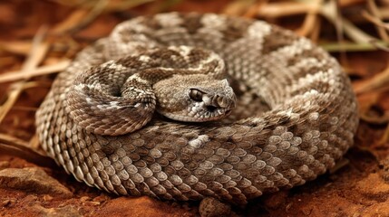 Obraz premium Rattlesnake Coiled: Desert Camouflage