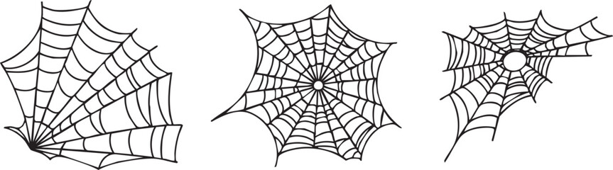 Obraz premium Three Detailed Spider Web Designs for Halloween or Nature Illustrations